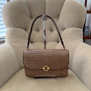 VTG Auth MORABITO PARIS Genuine Ostrich Circa 1960's Shoulder Kelly Bag